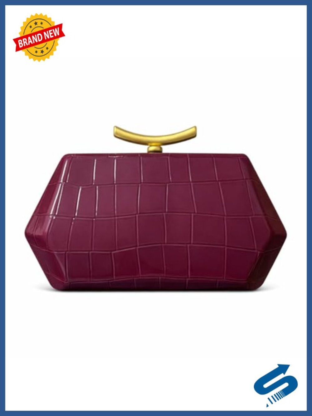 PU Leather Crocodile Print Clutch Crossbody Evening Bag with Chain for Wedding
